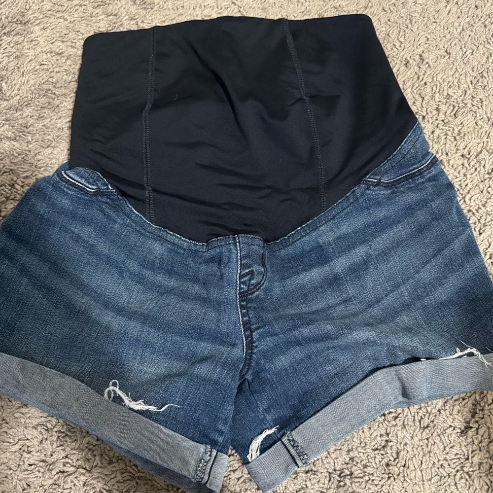 Isabel Maternity Midi Denim Shorts with Maternity Waistband